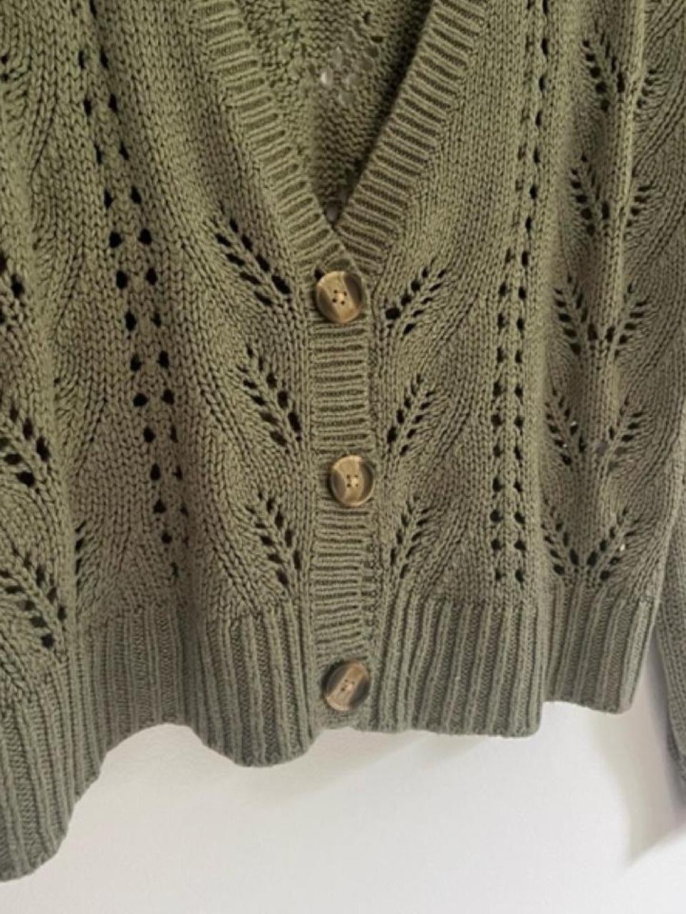 American Eagle Outfitters Olive Green Knit Cropped Cardigan - Picture 5 of 10